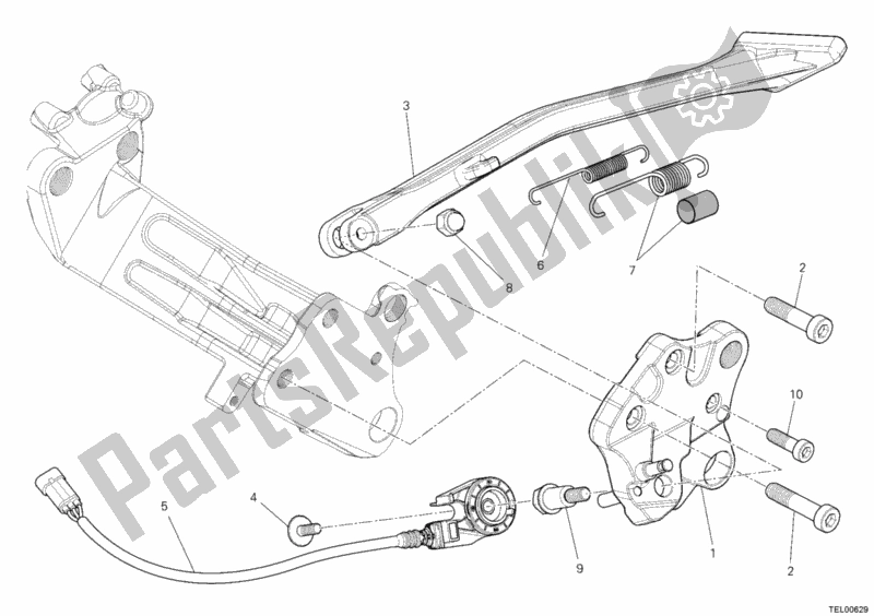 Todas as partes de Suporte Lateral do Ducati Diavel AMG USA 1200 2013